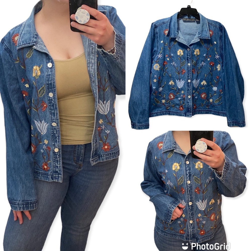 Vintage New Identity Denim Embroidered Button Down